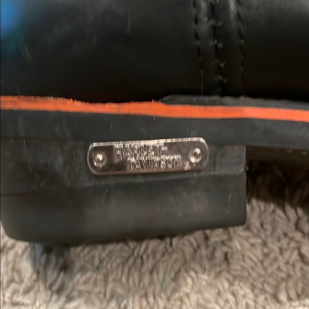 Harley-Davidson Black Leather Pull-On Men's Boots with Orange Trim - Picture 10 of 16